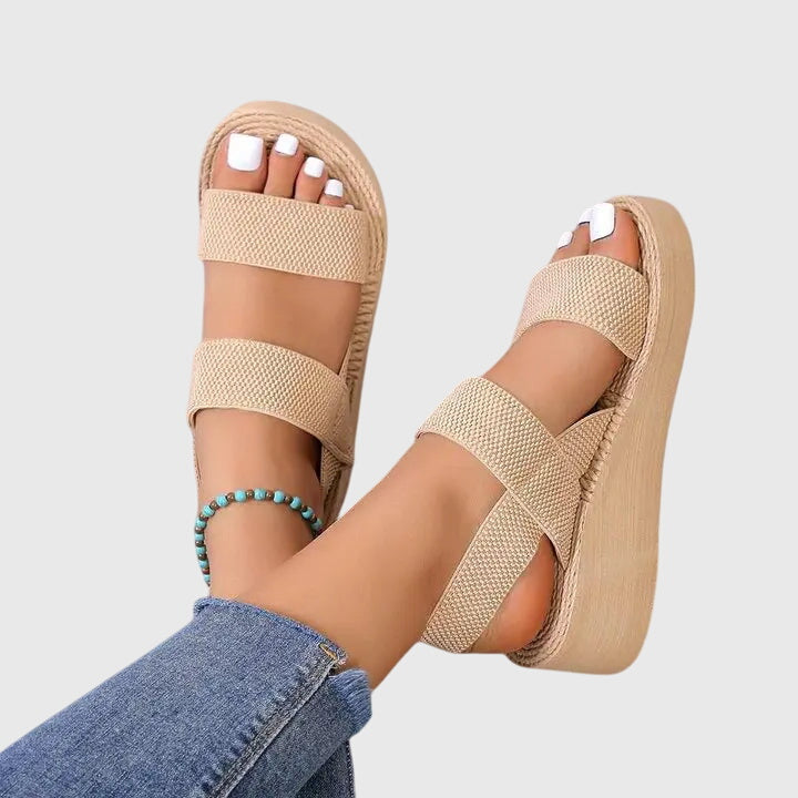 Kelsey Platform Slingback Sandals in Khaki, view 3