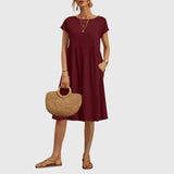 Mirabel elegant spring dress in Burgundy, view 7