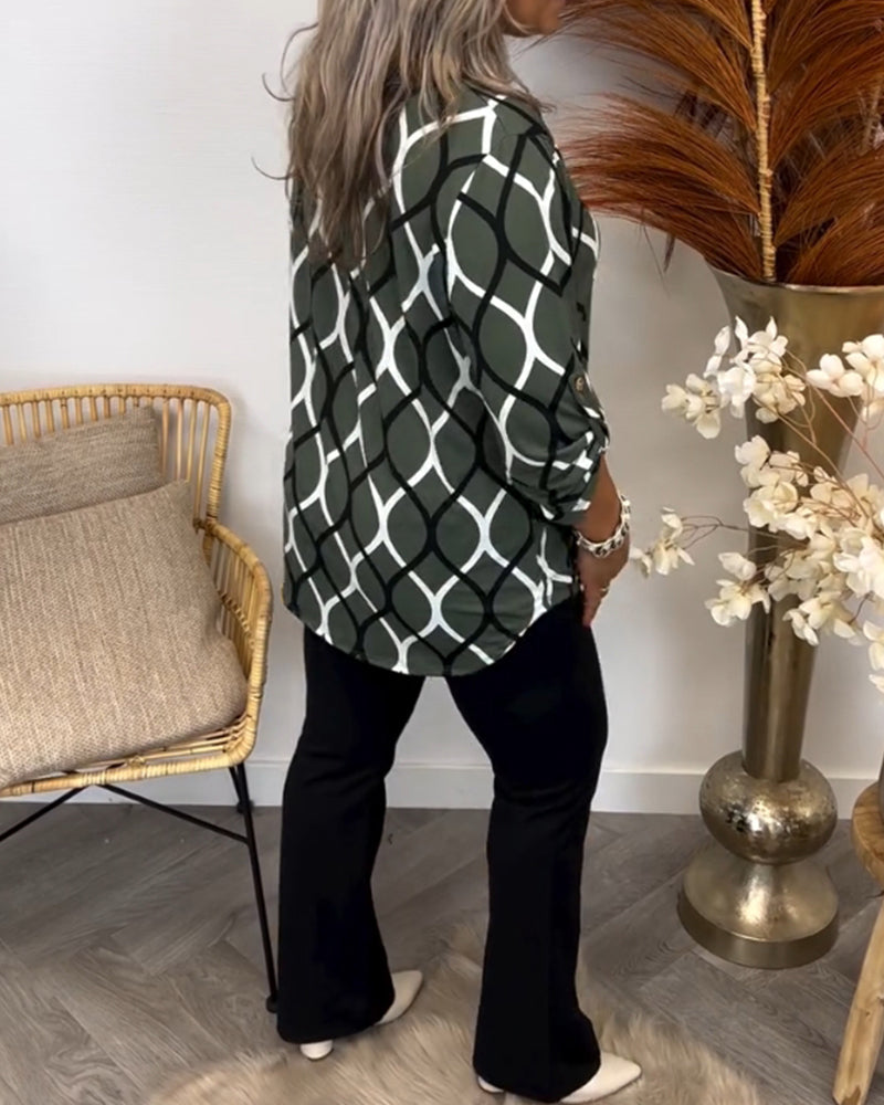 Janny geometric print blouse, view 3