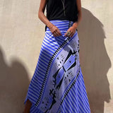 High waisted striped maxi skirt in Blue, view 7