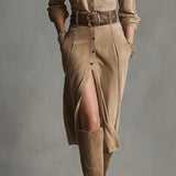 Sofia elegant suede midi dress, view 3