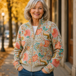 Hayley vintage garden floral zip-up cardigan, view 3