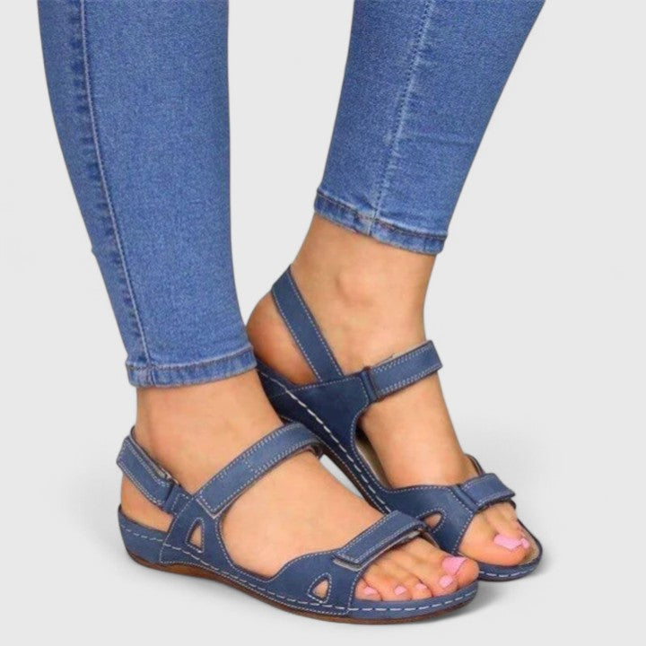 Bianca Comfortable Velcro Sandals in Blue, view 4