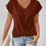 Zoe sweetheart neckline casual T-shirt in Dark Orange, view 7