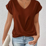 Zoe sweetheart neckline casual T-shirt in Dark Orange, view 7