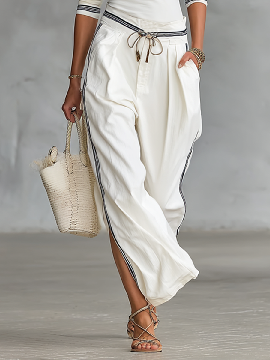 Sports set with stand-up collar top and loose drawstring trousers, view 4