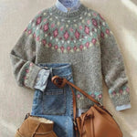 Solara soft grey Nordic knit jumper, front view