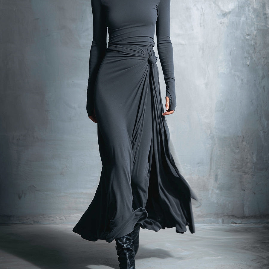 Naiara side knot maxi dress in Grey, view 2
