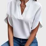 Beatrix soft V-neck shirt in White, view 2