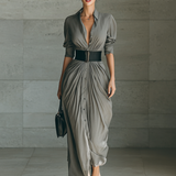Zahara belted pleated maxi dress, view 5