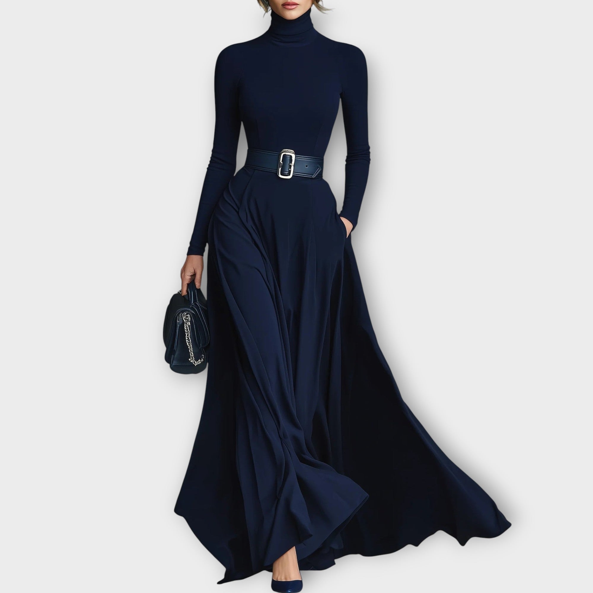 Celina High Neck Belted Dress, view 2
