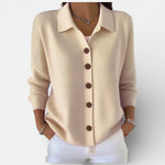 Merry knitted button blouse in Apricot, view 10