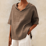 Marie coastal breeze oversized shirt in Caramel Brown, view 3