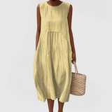 Teresa embroidered sleeveless dress with pockets, view 5