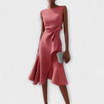 Darlene Sophisticated Midi Dress in Pink, view 3