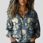 Lorenhilde comfortable blouse shirt in Blue Floral, view 3