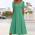 Hannah V-neck maxi dress in Green, view 2