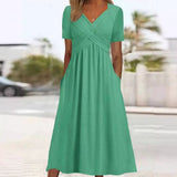 Hannah V-neck maxi dress in Green, view 2