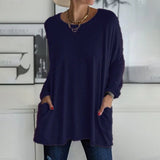 Moira relaxed long sleeve top in Navy, view 7