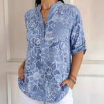 Willow floral blouse with pocket, front view