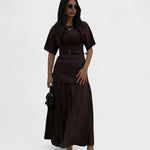 Andrea brown pleated maxi dress, view 3