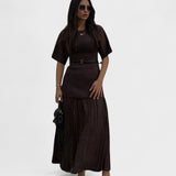 Andrea brown pleated maxi dress, view 3