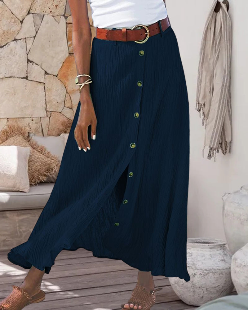 Marie button front flowing maxi skirt, view 6