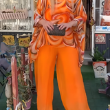 Cate printed two-piece summer set in Orange, view 7