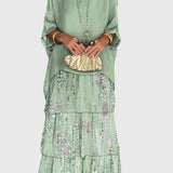Susan long flowing elegant maxi dress in Faded Green, view 14
