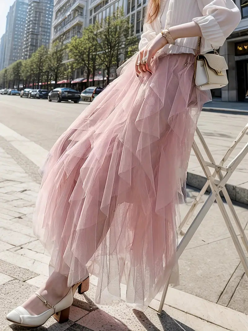 Cecil mesh layered tutu skirt in Pink, view 8