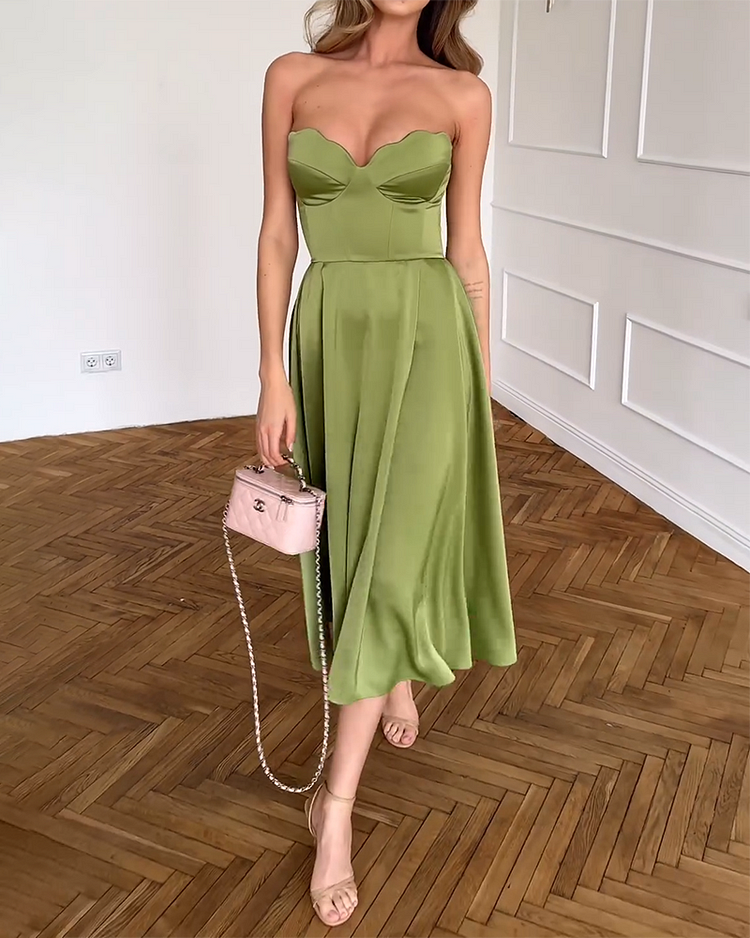 Liora strapless midi dress, view 3