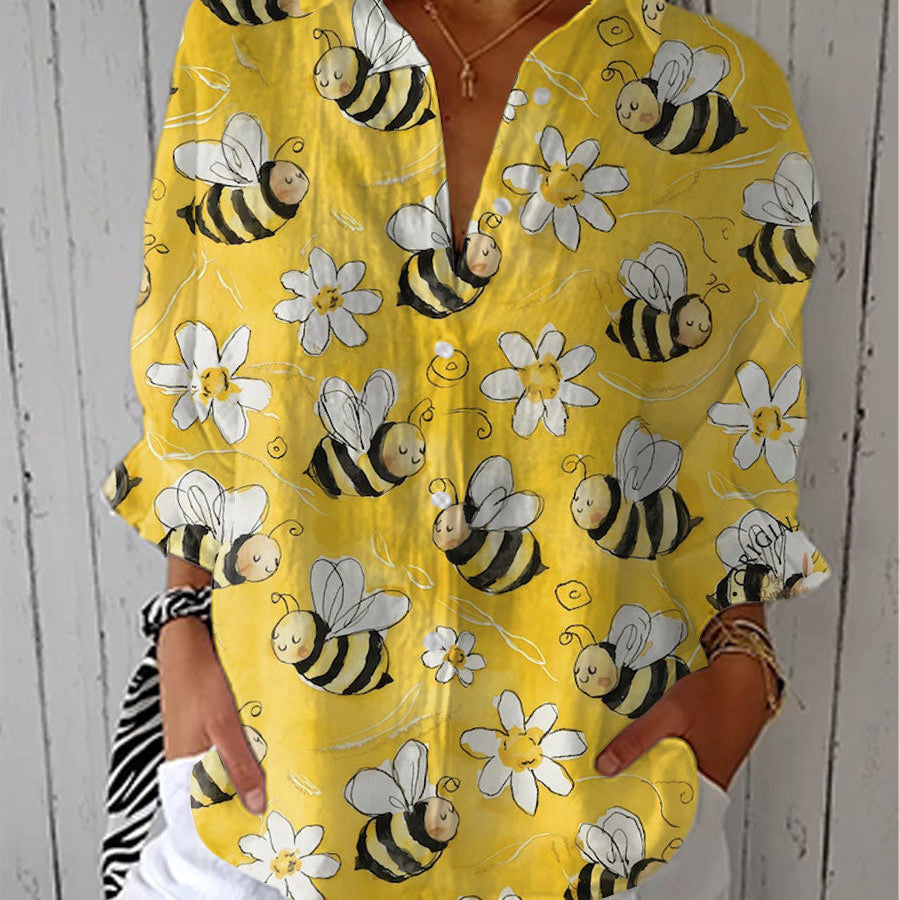 Franka bee blossom print blouse in Multicolour, front view