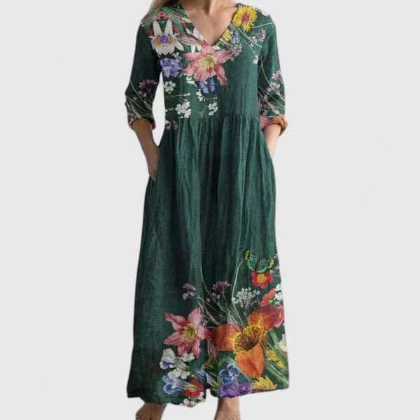 Kymberah printed midi dress in Ocean Green, view 2