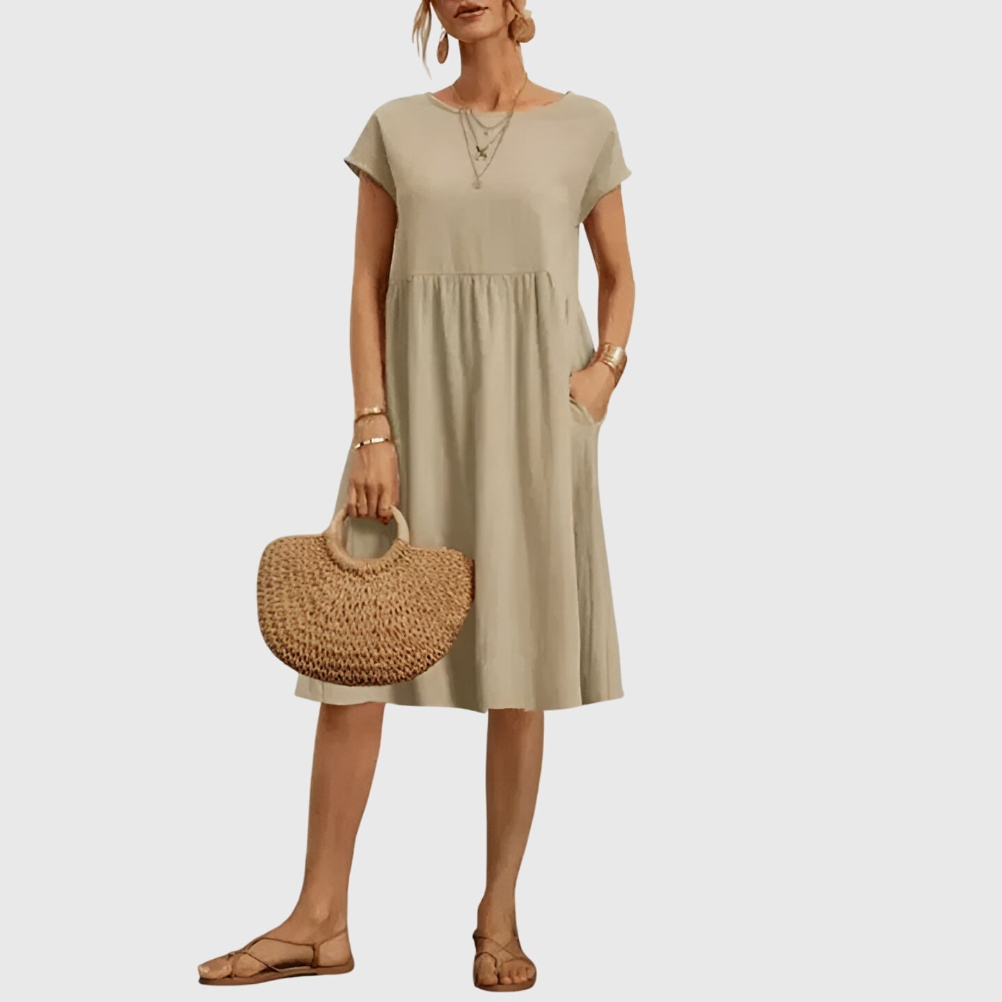 Mirabel elegant spring dress in Beige, view 4