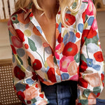Mylene colourful floral blouse in Red Floral, front view