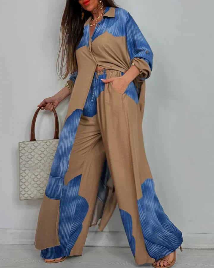 Moriel artistic print two-piece set in Blue, view 6