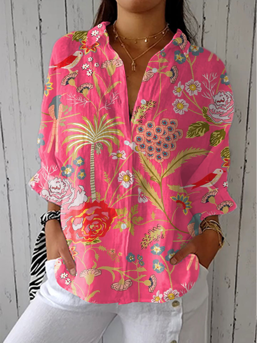 Floriana tropical blossom blouse in Multicolour, front view