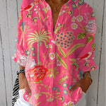 Floriana tropical blossom blouse in Multicolour, front view