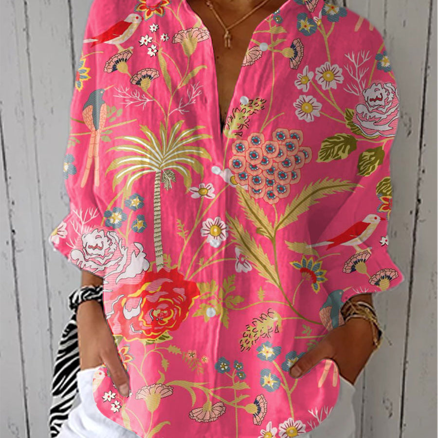 Floriana tropical blossom blouse in Multicolour, front view