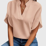 Beatrix soft V-neck shirt in Pink, view 8