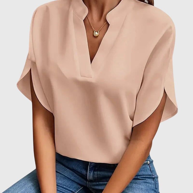 Beatrix soft V-neck shirt in Pink, view 8