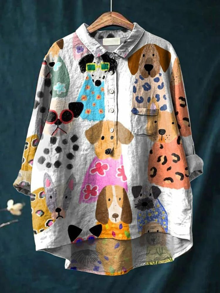 Clarano Brooks playful print blouse in Dog Colours, view 3