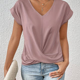 Zoe sweetheart neckline casual T-shirt in Pink, view 6