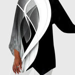 Alayah printed crew neck top in Black White Swirl, view 5