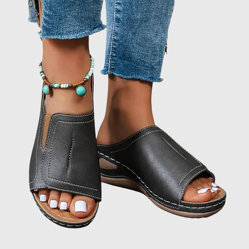 Aretha Orthopaedic Wedge Slide Sandals, front view