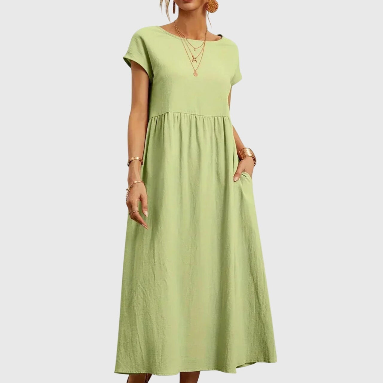 Giselle casual pocket dress in Mint Green, view 9