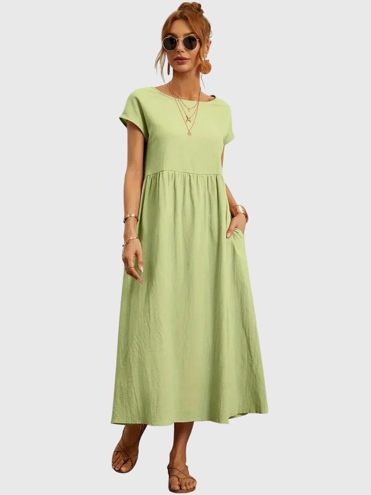 Giselle casual pocket dress in Mint Green, view 9