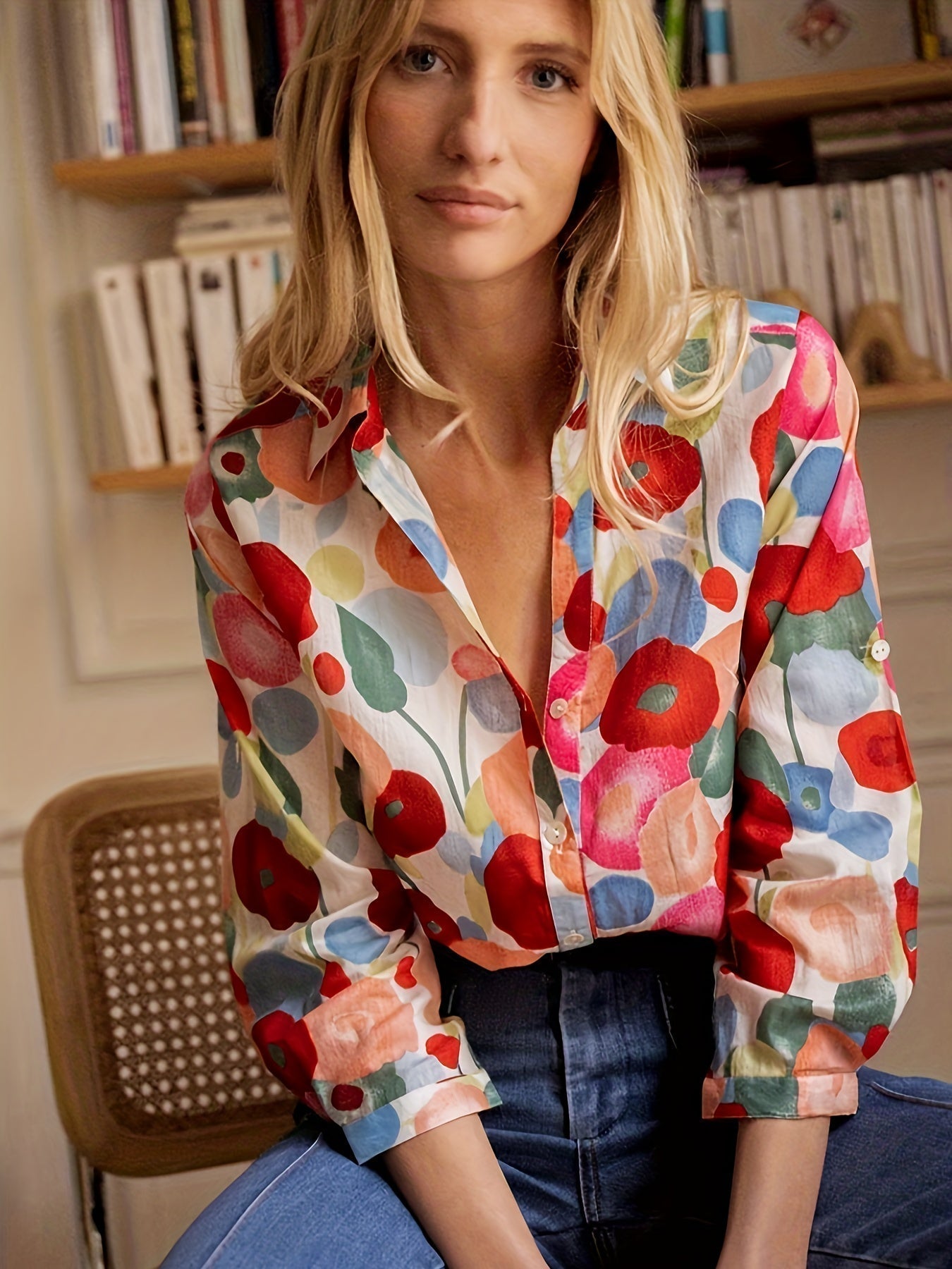 Mylene colourful floral blouse, view 4
