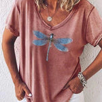 Estelle V-neck tee in Red, front view