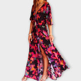 Sabine floral wrap maxi dress in Black-Pink, view 2